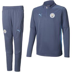 PUMA Manchester City Trainingspak 1/4-Zip 2024-2025 Kids Donkerblauw Lichtblauw