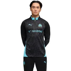 PUMA Olympique Marseille Trainingstrui 1/4-Zip 2025-2026 Zwart Lichtblauw