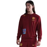 Nike FC Barcelona Club Fleece Crew Sweater 2025-2026 Donkerrood Geel