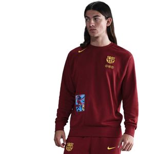 Nike FC Barcelona Club Fleece Crew Sweater 2025-2026 Donkerrood Geel
