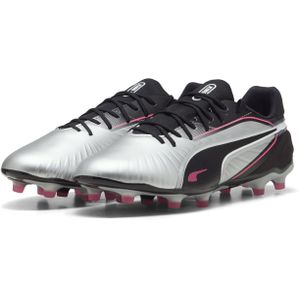 PUMA King Match Gras / Kunstgras Voetbalschoenen (MG) Zilver Zwart Roze