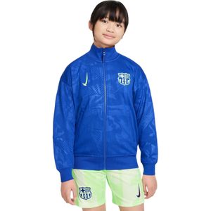 Nike FC Barcelona Anthem Trainingsjack Full-Zip 2024-2025 Kids Blauw Lichtgroen