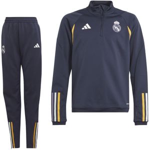 adidas Real Madrid Trainingspak 1/4-Zip 2023-2024 Kids Donkerblauw Wit Goud