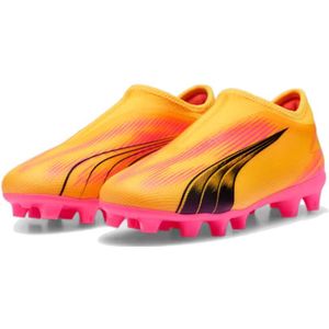 PUMA Ultra Match Veterloze Gras / Kunstgras Voetbalschoenen (MG) Kids Oranje Zwart Roze