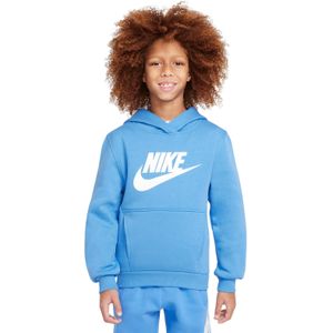 Nike Sportswear Club Big Logo Fleece Hoodie Kids Blauw Wit
