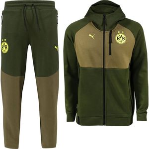 PUMA Borussia Dortmund Pumatech Trainingspak Full-Zip 2024-2025 Donkergroen Olijfgroen Geel