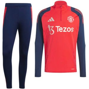 adidas Manchester United Trainingspak 1/4-Zip 2024-2025 Rood Donkerblauw Zilver