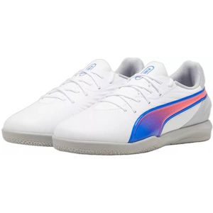 PUMA King Match Zaalvoetbalschoenen (IN) Kids Wit Blauw Lichtroze