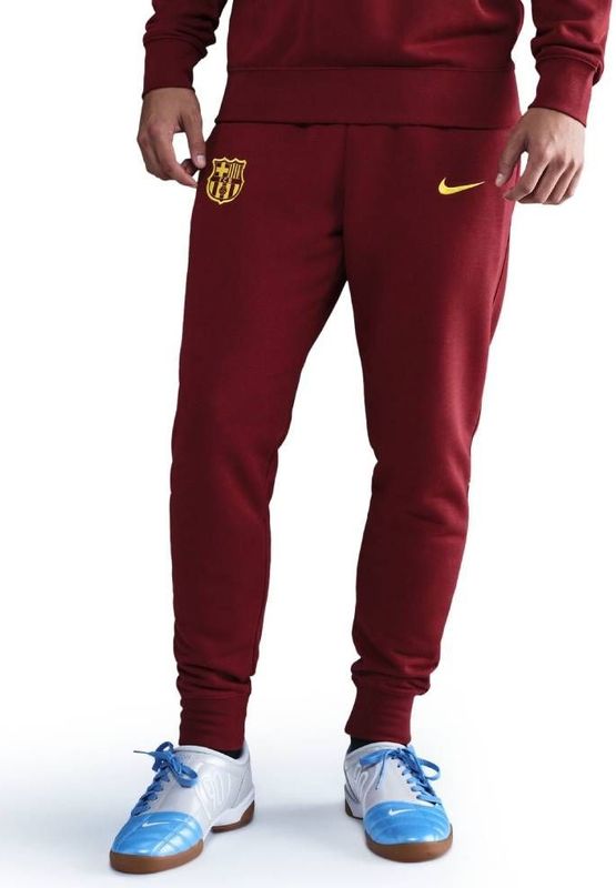 Nike FC Barcelona Club Fleece Joggingbroek 2025-2026 Donkerrood Geel