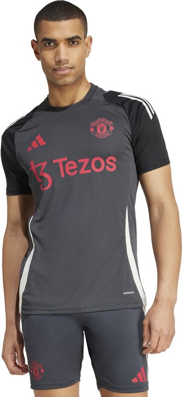 adidas Manchester United Trainingsshirt Europees 2024-2025 Donkergrijs Zwart Rood Wit