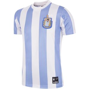 COPA Maradona X Argentina 1986 Retro Voetbalshirt Lichtblauw Wit