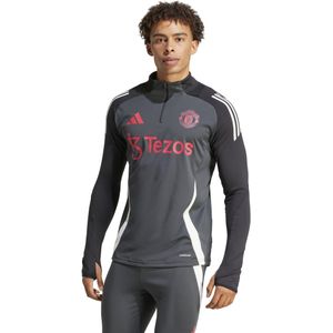 adidas Manchester United Trainingstrui 1/4-Zip Europees 2024-2025 Donkergrijs Zwart Rood Wit