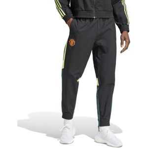 adidas Manchester United Woven Trainingsbroek 2023-2024 Zwart Donkergroen Felgroen