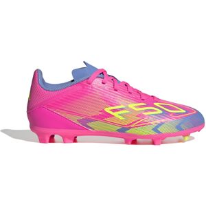 adidas F50 League Gras / Kunstgras Voetbalschoenen (MG) Kids Roze Neongeel Blauw