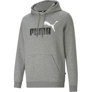 PUMA Essentials+ 2 College Big Logo Fleece Hoodie Grijs Zwart Wit