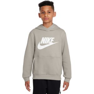 Nike Sportswear Club Big Logo Fleece Hoodie Kids Grijs Wit