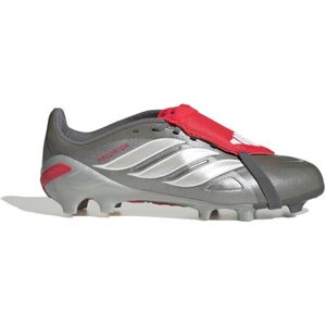 adidas Predator League FT Gras Voetbalschoenen (FG) Kids Donkergrijs Wit Zilver Rood