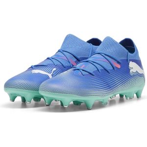 PUMA Future 7 Match IJzeren-Nop Voetbalschoenen (SG) Blauw Turquoise Wit