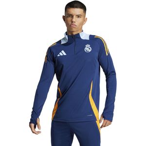 adidas Real Madrid Trainingstrui 1/4-Zip 2024-2025 Donkerblauw Oranje Lichtblauw