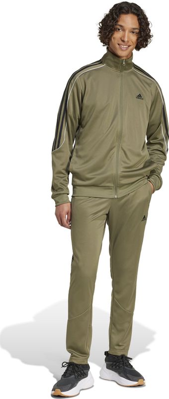 adidas - Sportswear 3-Stripes - Trainingspak - Olijfgroen Zwart - Volledige Ritssluiting