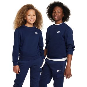 Nike - Sportswear Club Fleece Crew - Sweater - Donkerblauw Wit