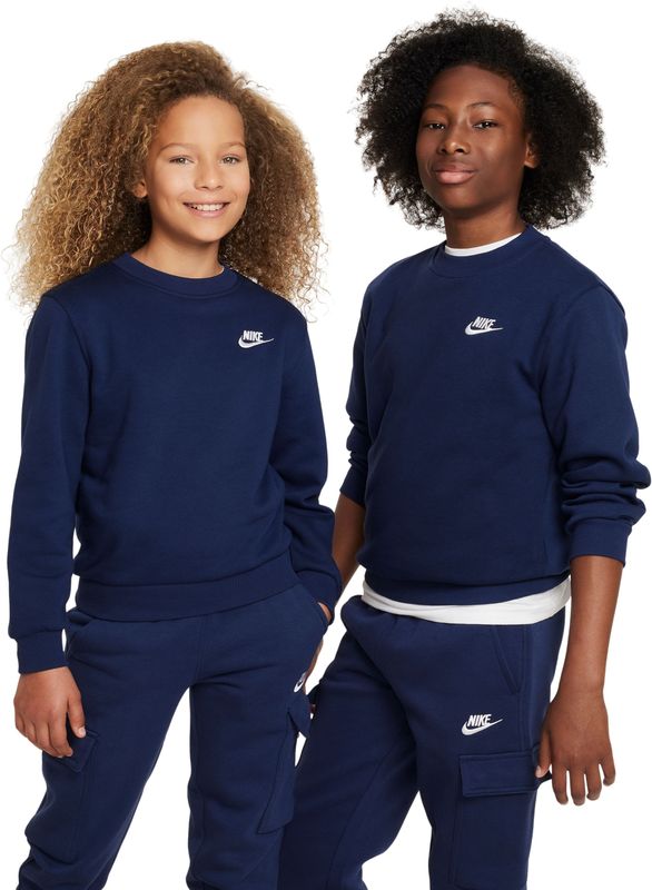 Nike - Sportswear Club Fleece Crew - Sweater - Donkerblauw Wit