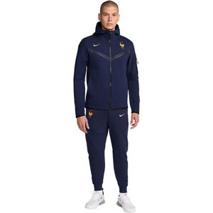 Nike Frankrijk Tech Fleece Trainingspak 2024-2026 Donkerblauw Goud