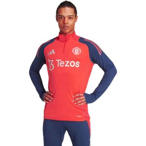 adidas Manchester United Trainingstrui 1/4-Zip 2024-2025 Rood Donkerblauw Zilver