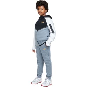 Nike Tech Fleece Sportswear Trainingspak Kids Grijsblauw Zwart Wit Lichtgeel