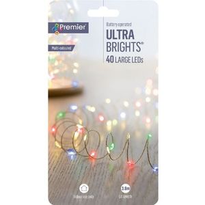 Premier 40 LED Batterij Aangedreven Veelkleurig Kerstlampjes - 3,9 Meter