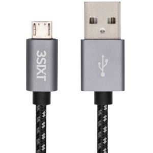 3sixT USB-A 2.0 naar Micro USB Nylon Oplaadkabel - 1 m