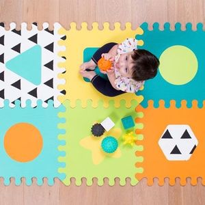Puzzelmat met 6 stukjes - Vrolijk gekleurde vormen voor baby's (Infantino)