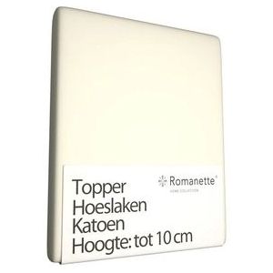 Topper Hoeslaken Romanette Ivoor (Katoen)-160 x 220 cm