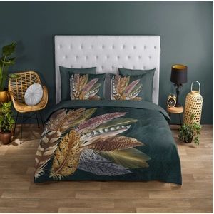 Dekbedovertrek Good Morning Soft Feathers Green Katoen-200 x 200 / 220 cm | 2-Persoons