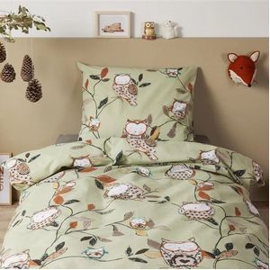 Beddinghouse Kids Owlsome dekbedovertrek - Eenpersoons - 100x135 - Groen