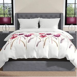 Dekbedovertrek Romanette Fiorito Rose Grijs Katoen-200 x 200 / 220 cm | 2-Persoons