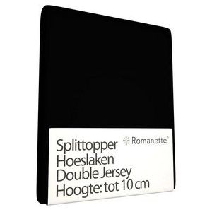 Split Topper Hoeslaken Romanette Zwart (Double Jersey)-Lits-Jumeaux (160 x 200/210/220 cm)