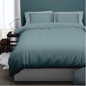 Dekbedovertrek Satin d'Or Satijn Streep Smoke Blue Satijn-240 x 200 / 220 cm | Lits-Jumeaux