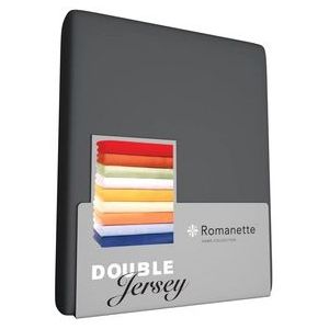 Hoeslaken Romanette Antraciet (Double Jersey)-2-persoons (140/150 x 200/210/220 cm)