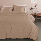 Ambiante - Satin Uni - Dekbedovertrek - Taupe - 240 x 200 / 220 cm - Lits-Jumeaux
