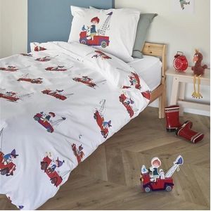 Dekbedovertrek Beddinghouse x Fiep Amsterdam Kraanwagen Red Katoen-120 x 150 cm | Kinder