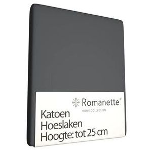 Hoeslaken Romanette Antraciet (Katoen)-180 x 220 cm