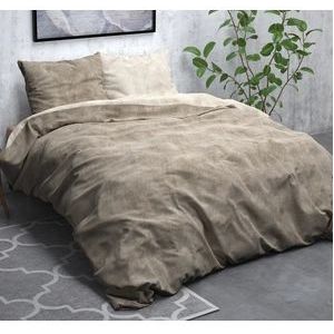 Sleeptime Flanel Twin Washed Cotton Dekbedovertrek - Eenpersoons - 140 x 200/220 + 1 kussensloop 60x70 - Taupe