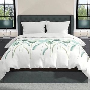 Dekbedovertrek Romanette Fiorito Groen Teal Katoen-200 x 200 / 220 cm | 2-Persoons