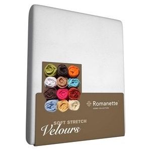 Hoeslaken Romanette Wit (Velours)-Lits-Jumeaux (160/180 x 200/210/220 cm)
