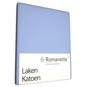 Laken Romanette Lichtblauw (Katoen)-240 x 260 cm (Lits-jumeaux)