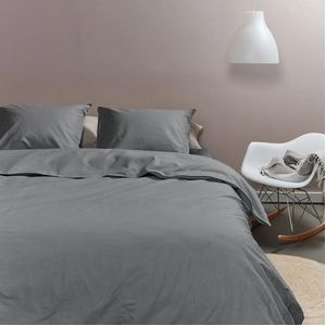 Dekbedovertrek Ambiante Cotton Uni Grey Katoen-140 x 200 / 220 cm | 1-Persoons