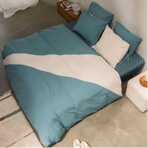 Dekbedovertrek SNURK Colorblock Mineral Blue-Beige Percal-260 x 200 / 220 cm | Extra Breed