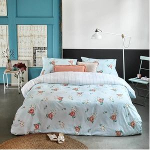 Walra Dekbedovertrek Red Roses - 140x220 - 100% Katoen (BCI) - Blauw