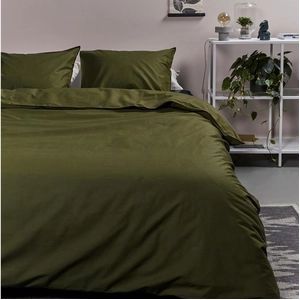 Dekbedovertrek Ambiante Cotton Uni Olive Green Katoen-240 x 200 / 220 cm | Lits-Jumeaux